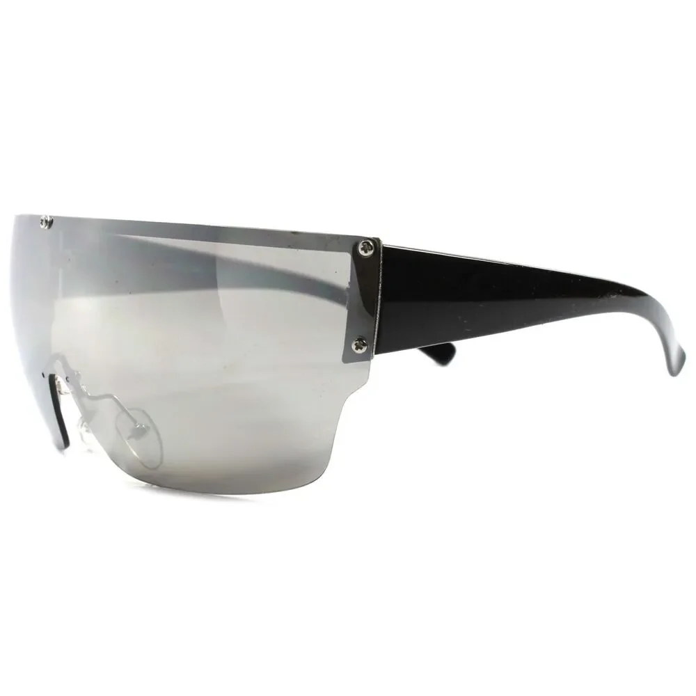 Party Rave Costume Wrap Around Shield Futuristic Chrome Mirrored Lens Sunglasses